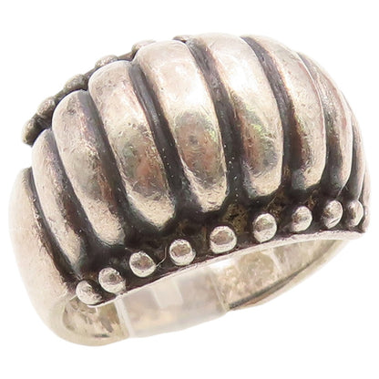 925 Sterling Silver Vintage Ring Chunky Ribbed Scalloped Dome  Sz 7.5  RG36655