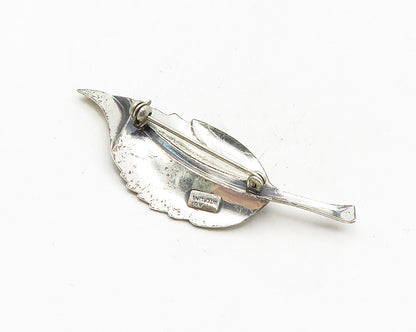 BEAU 925 Sterling Silver  Vintage Shiny Single Leaf Motif Brooch Pin  BP4037