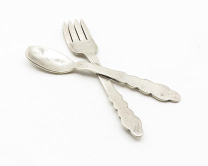 MEXICO 925 Sterling Silver  Vintage Shiny Petite Fork & Spoon Trinket  TR1837