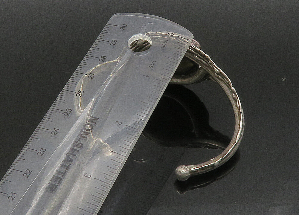 925 Sterling Silver  Vintage Rhodonite Modernist Sculpted Cuff Bracelet BT9130