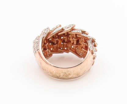 925 Sterling Silver Vintage Ring Gold Plated SONIA B. Feather  Sz 7.5  RG36234