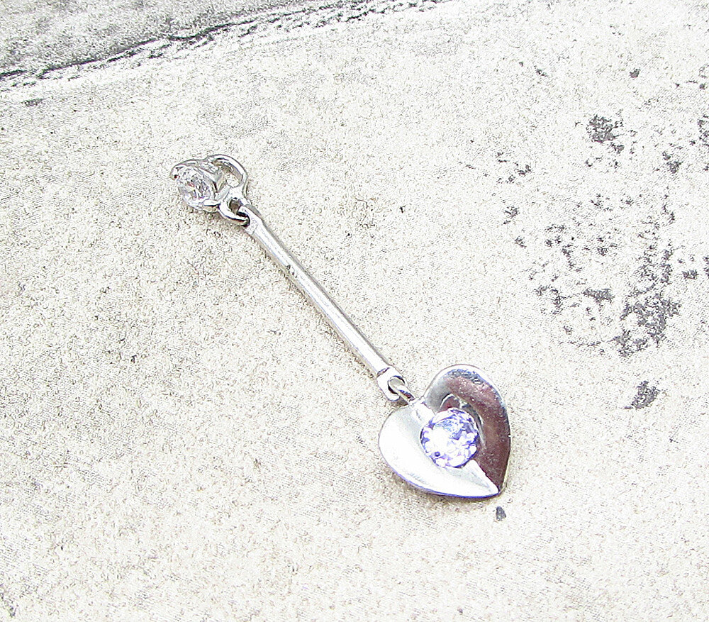 925 Sterling Silver  Amethyst & White Cubic Zirconia Love Drop Pendant  PT1527