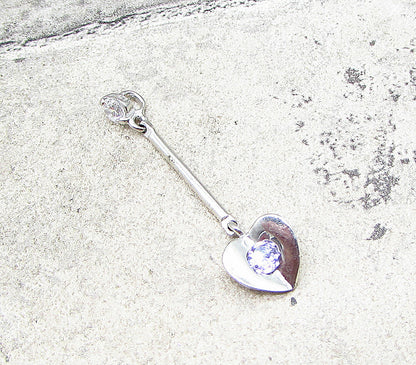 925 Sterling Silver  Amethyst & White Cubic Zirconia Love Drop Pendant  PT1527