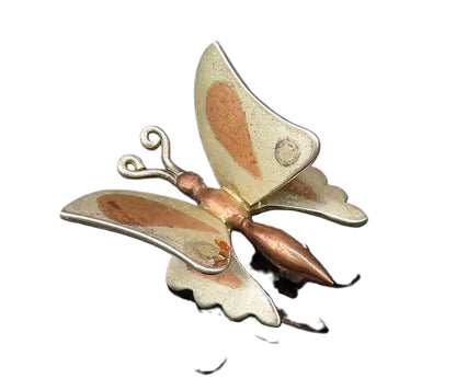 METALES CASADOS 925 Silver  Vintage Two Tone 3D Butterfly Brooch Pin  BP9654