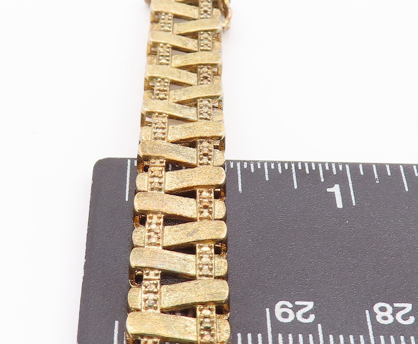 925 Sterling Silver Vintage Bracelet Gold Plated Repeated Pattern Cutout BT10467
