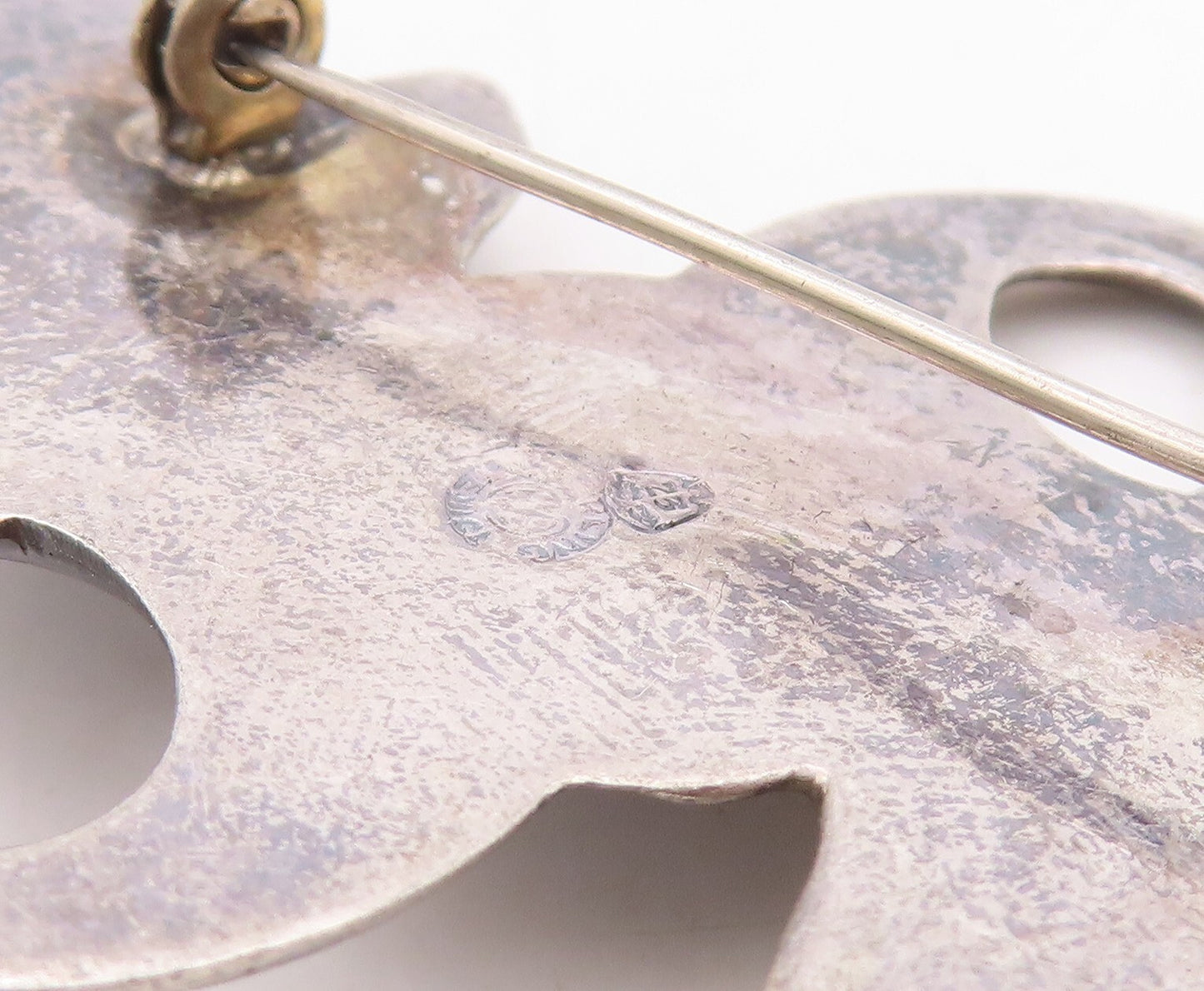 925 Sterling Silver Vintage Brooch Pin Dark Tone Swirly Floral Design  BP11296