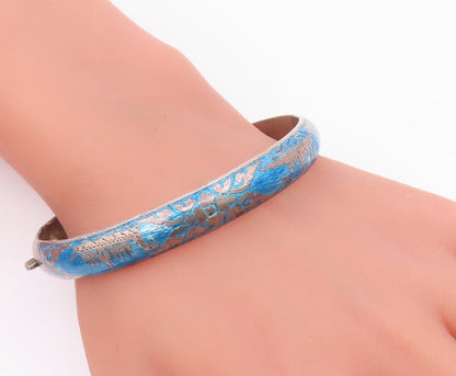 SIAM 925 Sterling Silver  Vintage Enamel Dragon Boat Bangle Bracelet  BT8493
