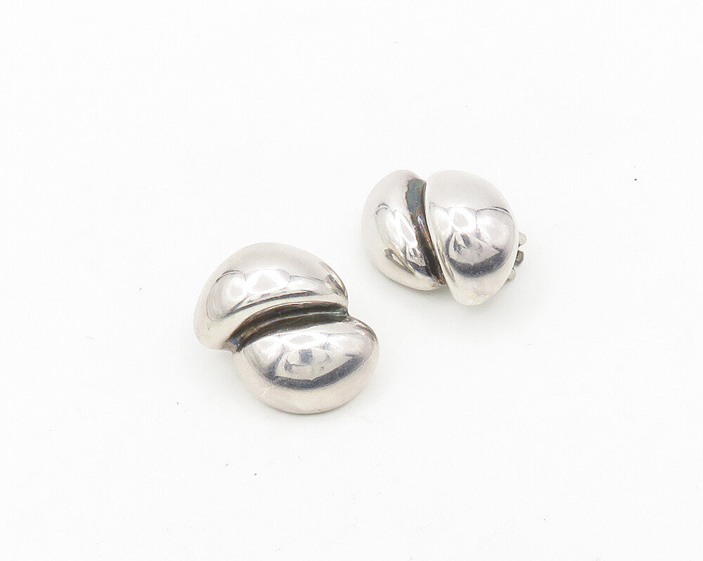 DESIGNER 925 Sterling Silver  Vintage Shiny Hollow Non Pierce Earrings  EG9307