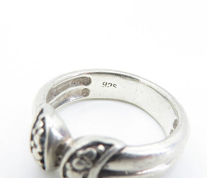 925 Sterling Silver Vintage Etched Detail Ribbed Band Ring Sz 6  RG6260
