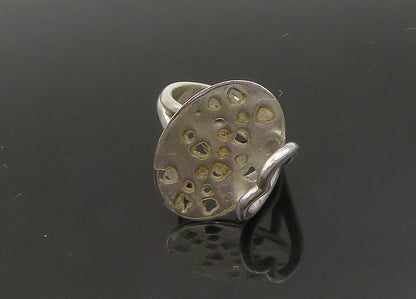 925 Sterling Silver  Vintage Shiny Cutout Detail Heart Band Ring Sz 7  RG23550