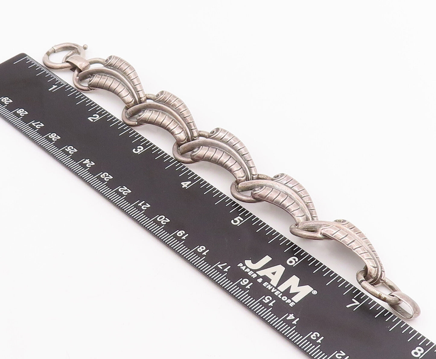 925 Sterling Silver Vintage Bracelet Solid Carved Bamboo Effect Design  BT10600