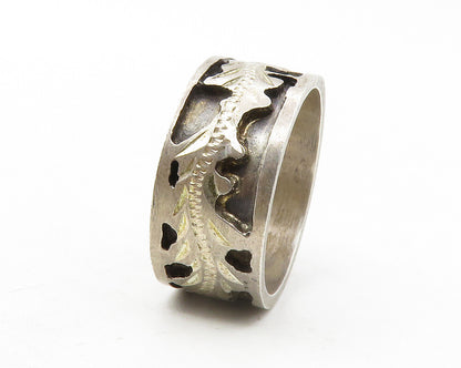 925 Sterling Silver  Vintage Oxidized Floral Vine Band Ring Sz 8.5  RG12634