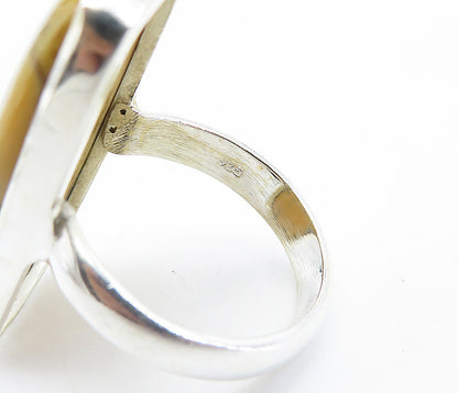 925 Sterling Silver  Orange Jasper Shiny Square Cocktail Ring Sz 8.5  RG8201