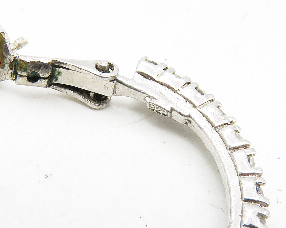 925 Sterling Silver  Petite White Topaz Shiny Round Hoop Earrings   EG5226