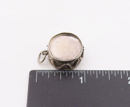 925 Sterling Silver  Vintage Twisted Rope Marching Drum Pendant  PT20202