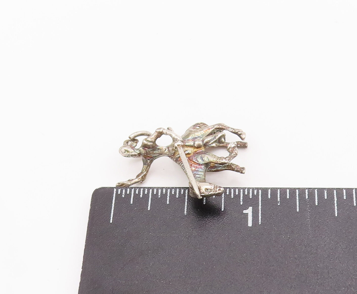 925 Sterling Silver Vintage Pendant Mini 3D Carved Solider On Sad Horse  PT22911