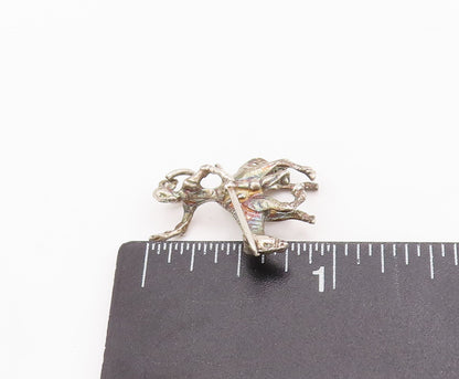 925 Sterling Silver Vintage Pendant Mini 3D Carved Solider On Sad Horse  PT22911