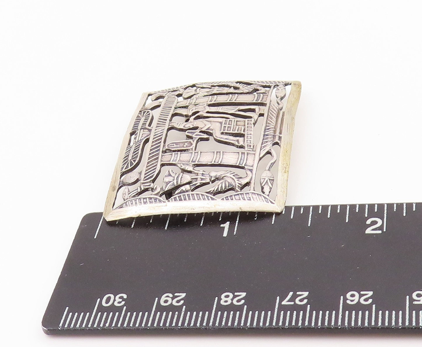 925 Sterling Silver Vintage Brooch Middle East Egyptian Scene Cutout  BP11692