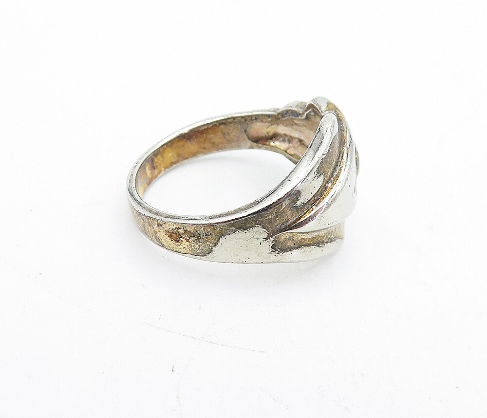 925 Sterling Silver  Vintage Shiny Arrow Design Band Ring Sz 7.5  RG5568