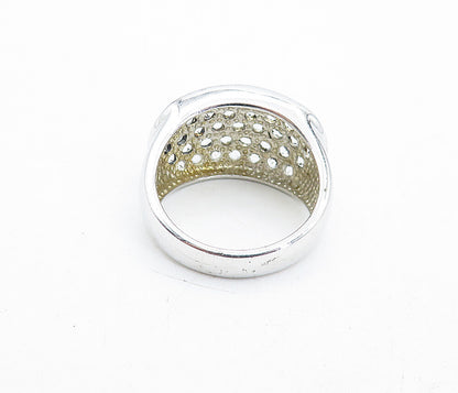 925 Sterling Silver  White Topaz Two Tone Polished Band Ring Sz 9  RG4729