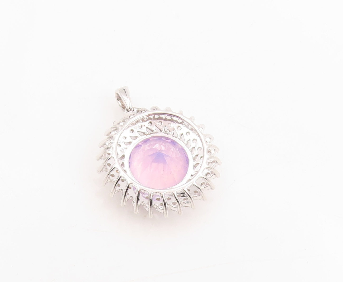 925 Sterling Silver Vintage Pendant Topaz & Halo CZ Sunflower Charm  PT25322