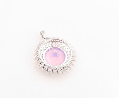 925 Sterling Silver Vintage Pendant Topaz & Halo CZ Sunflower Charm  PT25322