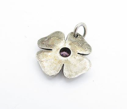 PANDORA 925 Sterling Silver  Vintage Pink Topaz Flower Motif Pendant  PT4199