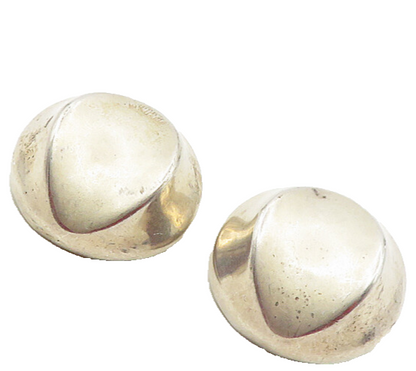 ZINA 925 Sterling Silver  Vintage Concave Dome Non Pierce Earrings  EG4814
