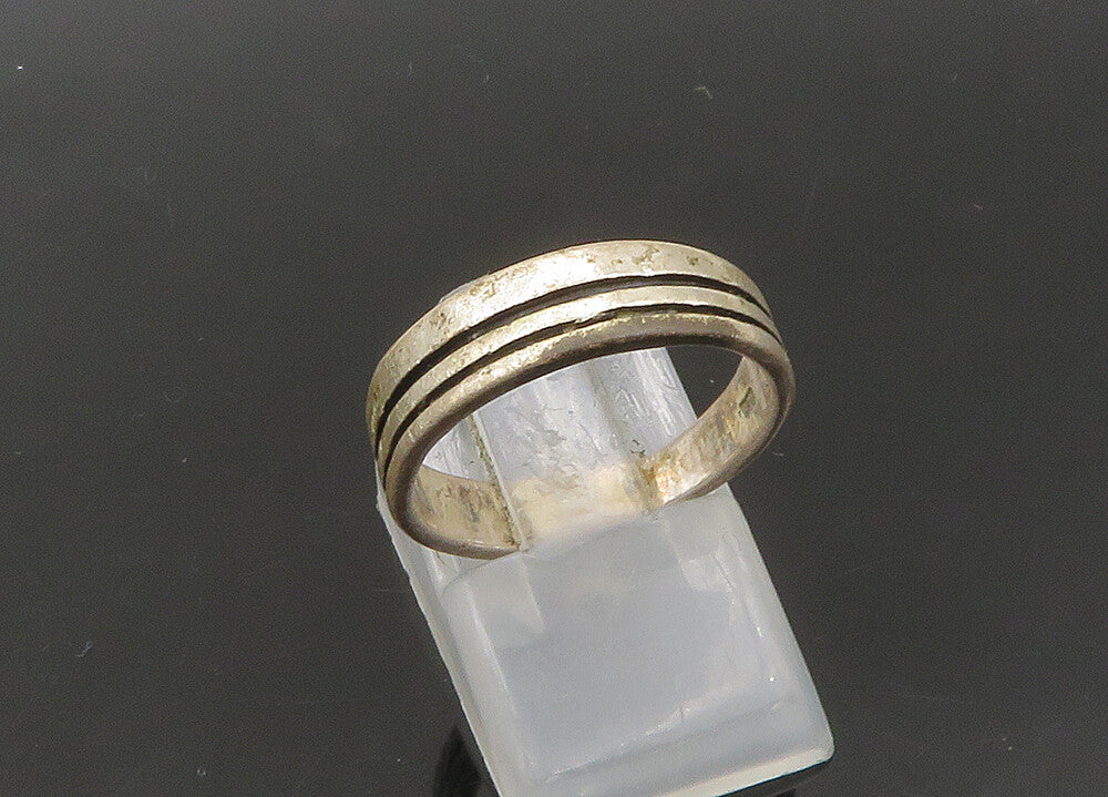 925 Sterling Silver  Vintage Ribbed Minimalist Round Band Ring Sz 6.5  RG21701