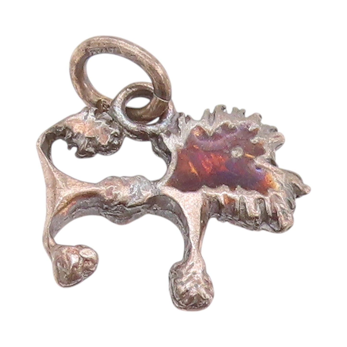 925 Sterling Silver Vintage Pendant Dark Tone Enameled Poodle Charm  PT24213