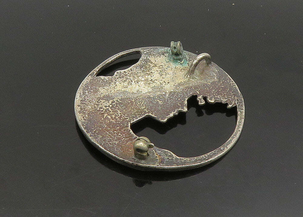 925 Sterling Silver  Vintage Oxidized Woman With Floral Hat Pendant  PT19253
