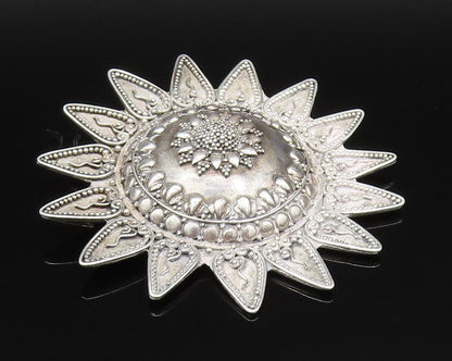 925 Sterling Silver  Vintage Hollow Beaded Sunflower Brooch Pin  BP9633