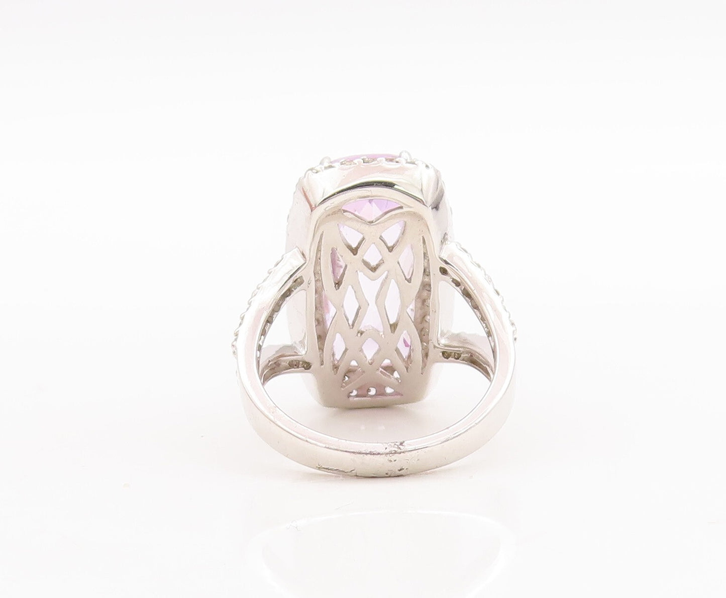 925 Sterling Silver Vintage Ring Large Rectangle Cut Amethyst Topaz Sz 7 RG29359