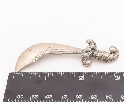 925 Sterling Silver Vintage Brooch Pin Solid Cutout Beaded Sward  BP11096