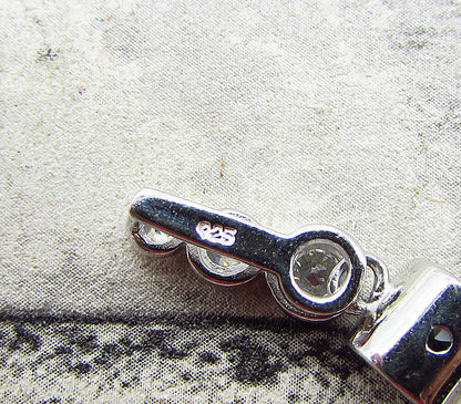 925 Sterling Silver Black & White Cubic Zirconia Leveled Drop Pendant PT1522