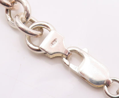 925 Sterling Silver Vintage Necklace Minimalist Interlocking Circle Chain NE4780