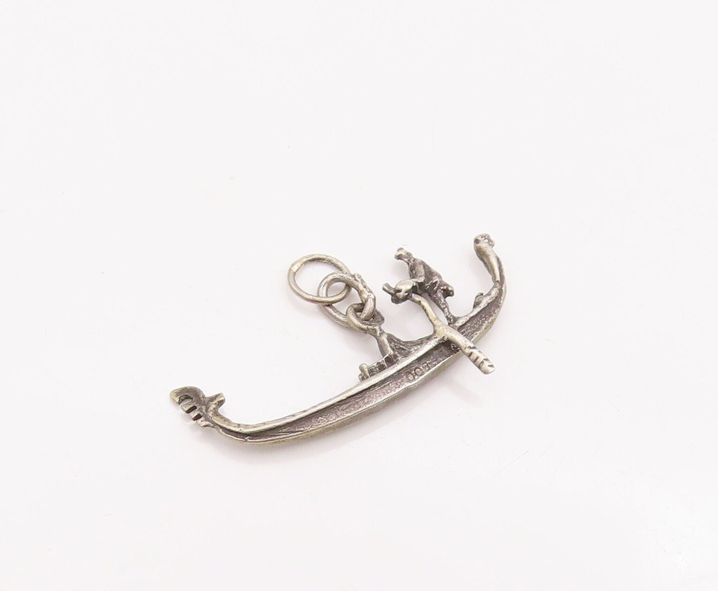 925 Sterling Silver Vintage Pendant Cutout Two People On Boat  PT23313