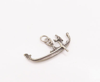 925 Sterling Silver Vintage Pendant Cutout Two People On Boat  PT23313
