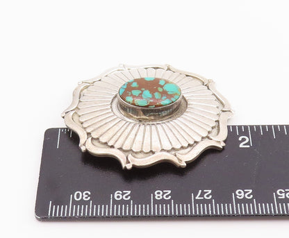 925 Sterling Silver Vintage Pendant CAROL FELLEY Turquoise Sunburst  PT26030