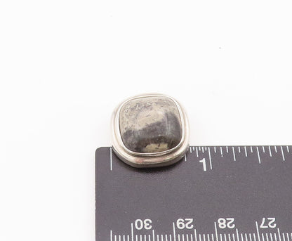 925 Sterling Silver Vintage Earrings Cabochon Gemstone  Square  EG12799