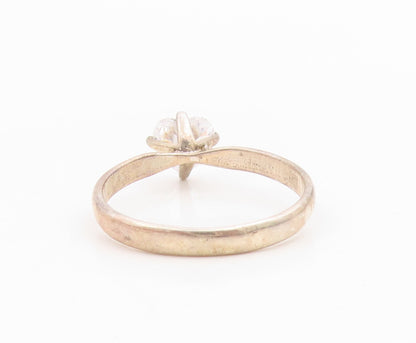 925 Sterling Silver Vintage Ring Heart Shape CZ Solitaire Band  Sz 10  RG34930