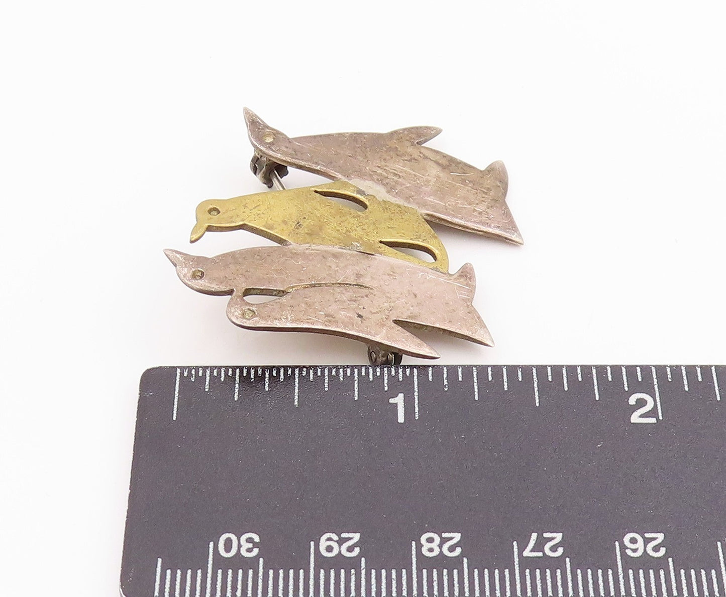 925 Sterling Silver Vintage Brooch MEXICO Cutout Penguin Family  BP11714