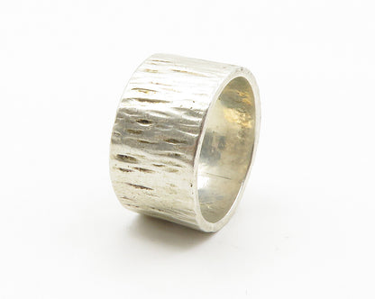 DESIGNER 925 Silver  Vintage Shiny Textured Round Band Ring Sz 6  RG14522