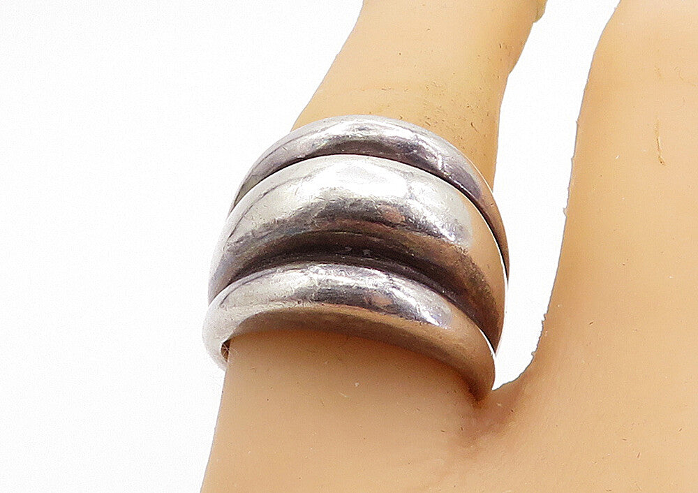 FRANCIS STEBBINGS 925 Silver  Vintage Shiny Fluted Dome Band Ring Sz 7  RG4318