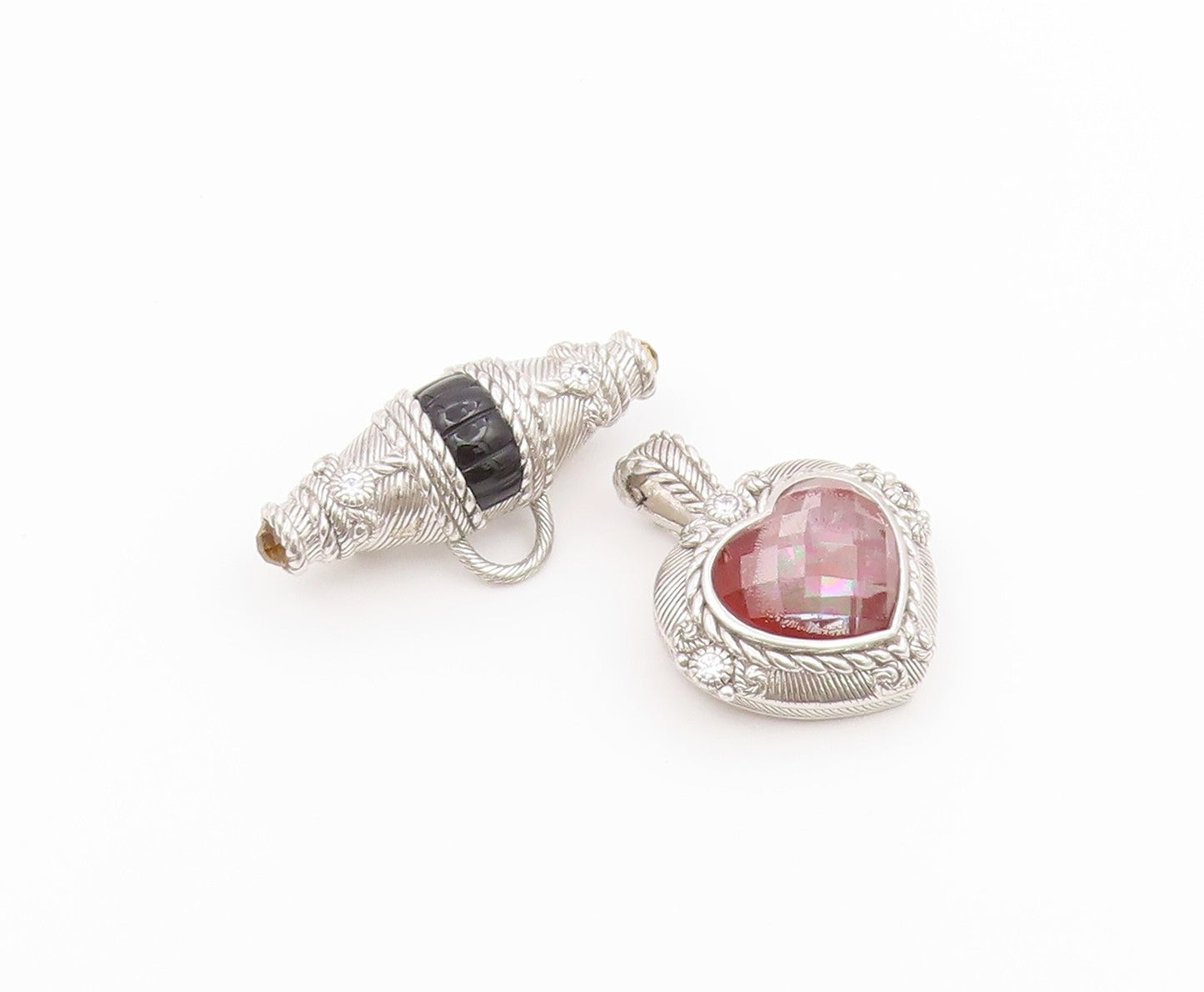 925 Sterling Silver Vintage Brooch Pin JUDITH RIPKA Multi Gemstone Heart BP12637
