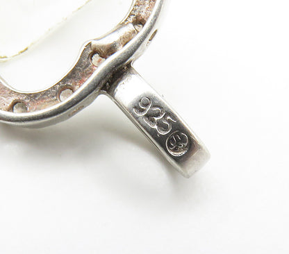 925 Sterling Silver  Vintage Petite Topaz Open Love Heart Pendant  PT12035