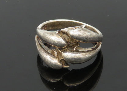 925 Sterling Silver  Vintage Dark Tone Split Dome Band Ring Sz 6  RG21189
