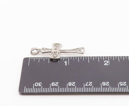 925 Sterling Silver  Vintage Genuine Diamond Religious Cross Pendant  PT16065