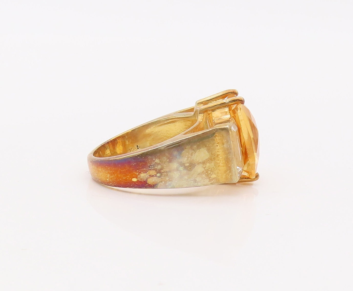 925 Sterling Silver Vintage Ring Gold Plated Citrine & Topaz  Sz 7  RG29927