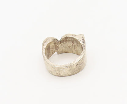 925 Sterling Silver  Vintage Modernist Designer Dented Ring Sz 7  RG27355